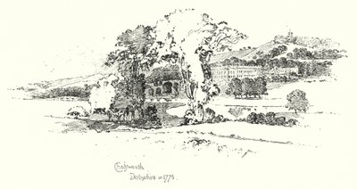 Chatsworth, Derbyshire, in 1775 door Herbert (after) Railton