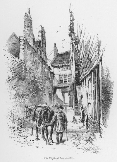 Koetsieren: The Elephant Inn, Exeter door Herbert (after) Railton