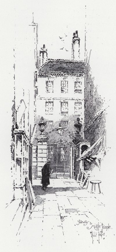 Poort naar Middle Temple door Herbert (after) Railton