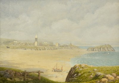 Tenby, het strand (Olieverf op doek) door Herbert Isambard Owen