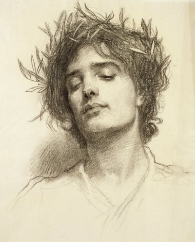 Figuur met een lauwerkrans door Herbert James Draper