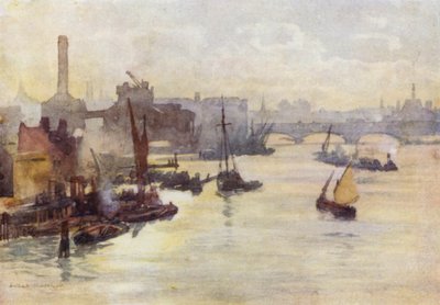 Herfstmiddag, vanaf Southwark Bridge door Herbert Menzies (after) Marshall