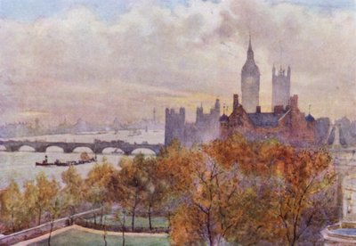 Vanaf Whitehall Court (kleur litho) door Herbert Menzies (after) Marshall