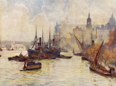 Uitzicht vanaf Tower Bridge door Herbert Menzies (after) Marshall