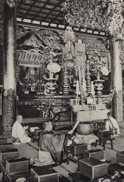 Japan in de jaren 1920: Omori, Ikegami-tempel (Boeddhistisch) door Herbert Ponting