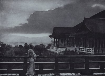 Maanlicht bij Kiyomizu-dera door Herbert Ponting