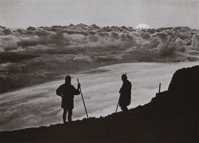 Zonsondergang vanaf de top van Fuji door Herbert Ponting