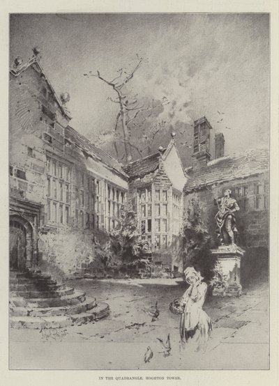 In de binnenplaats, Hoghton Tower door Herbert Railton