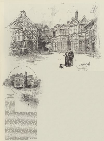 Moreton Hall in Cheshire door Herbert Railton