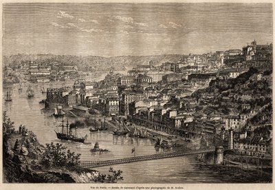Uitzicht op Porto, tekening door Catenacci, ter illustratie van Olivier Merson