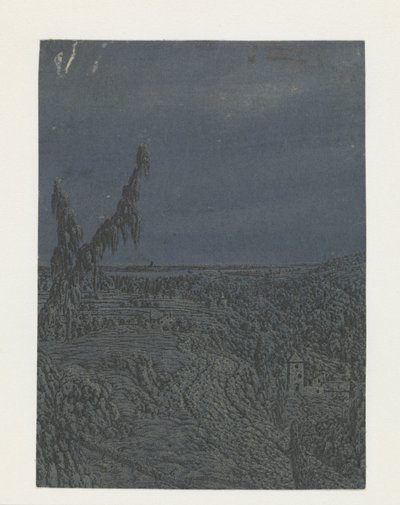 Landschap met een plateau, een rivier in de verte door Hercules Segers