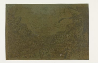 Bergvallei met de resten van een schip door Hercules Segers