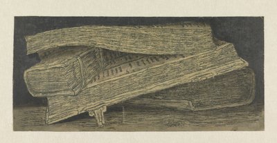 Stilleven met boeken door Hercules Segers