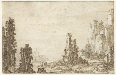Landschap met ruïnes door Herman Breckerveld