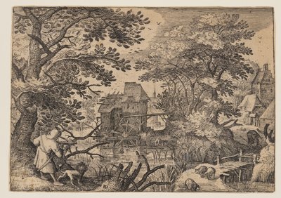 Rivierlandschap met een sportman door Herman Duning