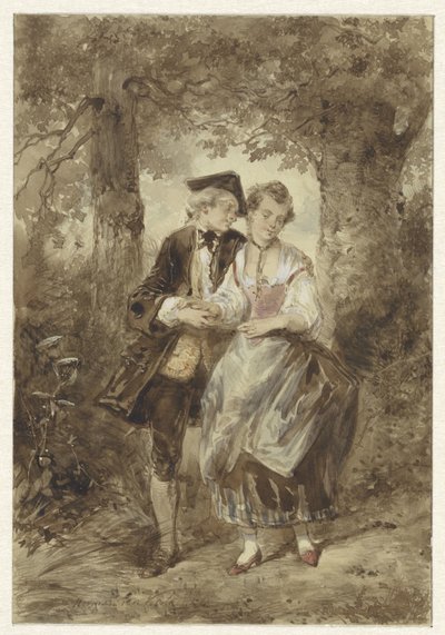 Verliefd stel in het bos door Herman Frederik Carel ten Kate