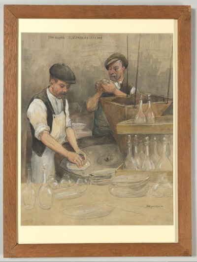 De glasfabriek te Leerdam: vlakslijpen door Herman Heijenbrock