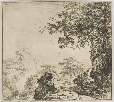 Bergachtig landschap met een weg, uit de serie Set landschappen door Herman Naijwincx