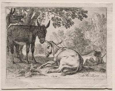 Dieren in landschappen: ezels door Herman van Swanevelt