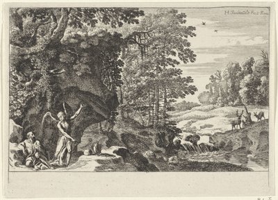 Elia en de engel door Herman van Swanevelt
