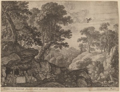 Heiligen Paulus en Antonius bij de ingang van een grot door Herman van Swanevelt