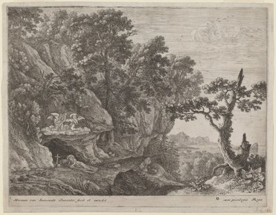 De berouwvolle Magdalena in een landschap door Herman van Swanevelt