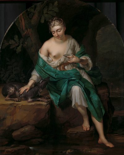Allegorische figuur van een vrouw met een hond door Herman van der Mijn
