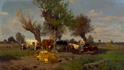 Landschap met veekudde door Hermann Baisch