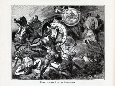 Epaminondas redt Pelopidas, 1882 door Hermann Vogel