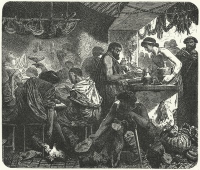 Scène in een taverne in het oude Rome door Hermann Vogel
