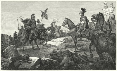 De ontmoeting tussen Scipio Africanus en Hannibal voor de Slag bij Zama, 202 v.Chr. door Hermann Vogel