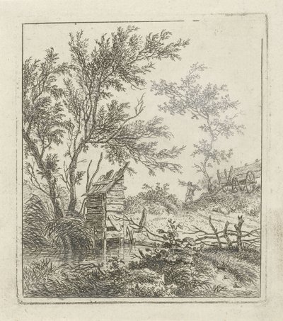 Landschap met houtsprokkelaar door Hermanus Fock