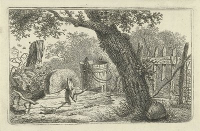 Landschap met slijpsteen door Hermanus Fock