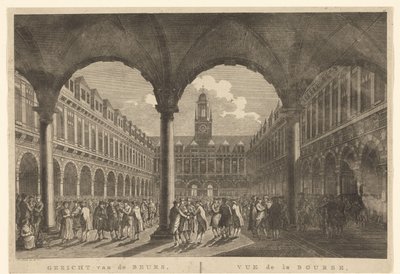 Gezicht op de binnenplaats van de Beurs van Hendrik de Keyser door Hermanus Petrus Schouten (possibly)