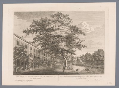 Gezicht op het Doopsgezinde Weeshuis te Amsterdam door Hermanus Petrus Schouten (possibly)