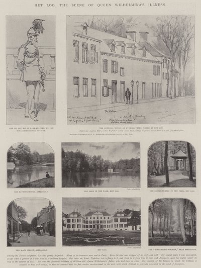 Het Loo, de plaats van de ziekte van koningin Wilhelmina door Hermanus Willem Koekkoek