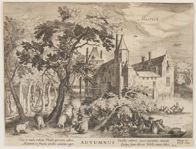 Maersen - Herfst, uit De seizoenen, Gezicht op kastelen in de omgeving van Amsterdam door Hessel Gerritsz