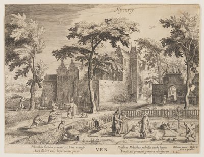 Nyenroy - Lente, uit De seizoenen, Gezicht op kastelen in de omgeving van Amsterdam door Hessel Gerritsz