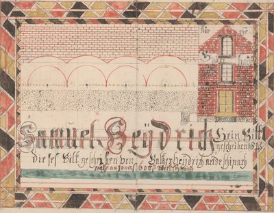 Tekening voor Samuel Heydrich, 1845 door Heydrich Baltzer