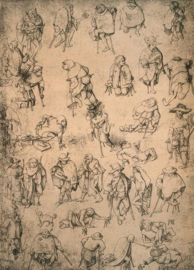 Kreupelen, bedelaars en bedelmuzikanten door Hieronymus Bosch