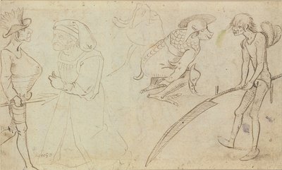 Studies van groteske figuren door Hieronymus Bosch