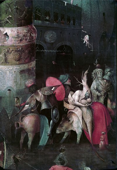 De verzoeking van Sint-Antonius (detail) van het centrale paneel van een drieluik, tussen 1495 en 1515 door Hieronymus Bosch