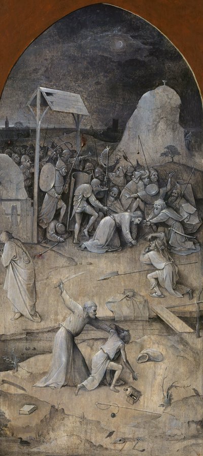 De Verleiding van Sint Antonius. Drieluik, achterzijde: De Gevangenneming van Christus, 1500-1501 door Hieronymus Bosch