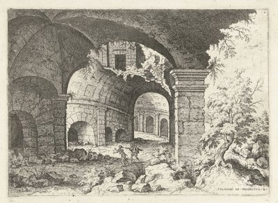 Achtste gezicht op het Colosseum te Rome door Hieronymus Cock