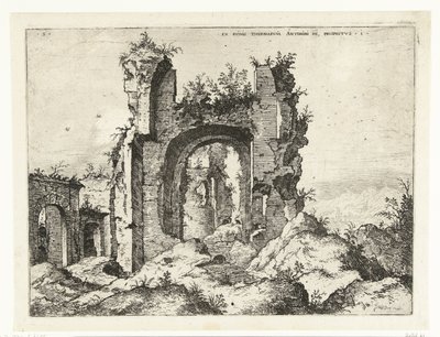 Eerste gezicht op de Thermen van Caracalla door Hieronymus Cock