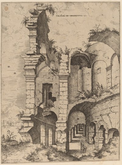Vijfde uitzicht op het Colosseum door Hieronymus Cock