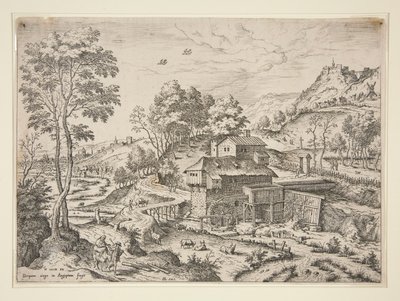 De Vlucht naar Egypte, uit Landschappen met Bijbelse en Mythologische Scènes door Hieronymus Cock
