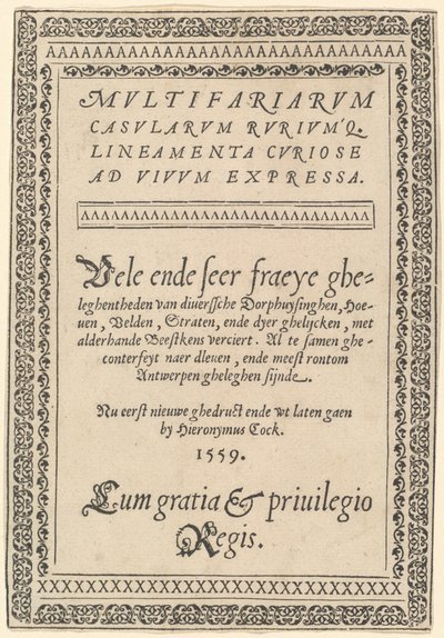 Titelpagina van „Multifariarum Casularum“ door Hieronymus Cock