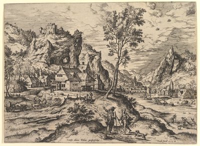 Tobit uit Landschappen met Bijbelse en Mythologische Scènes door Hieronymus Cock