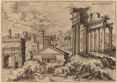 Uitzicht op het Forum vanaf de Basis van het Capitool door Hieronymus Cock